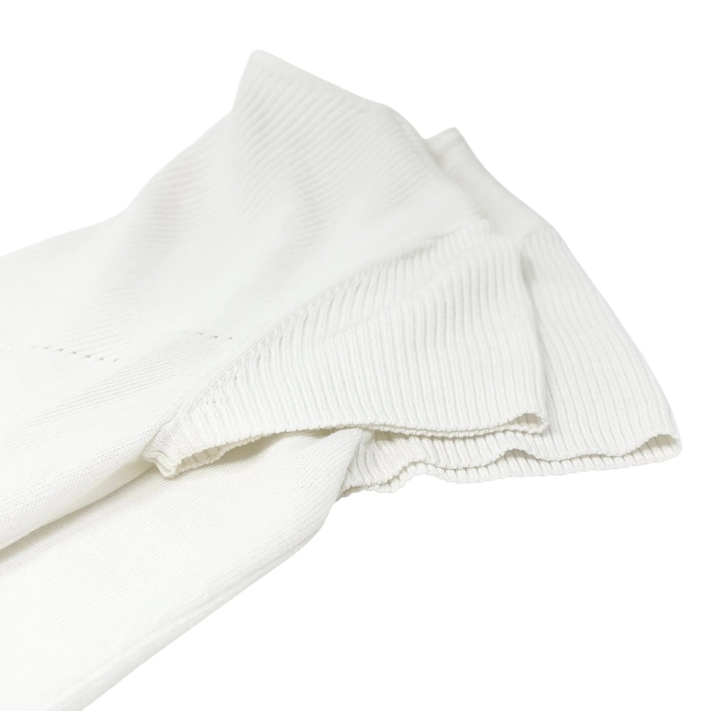 CHANEL Vintage 05P CC Mark Logo Rib Knit T-shirt Top #38 White Cotton