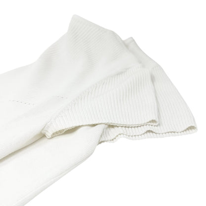 CHANEL Vintage 05P CC Mark Logo Rib Knit T-shirt Top #38 White Cotton