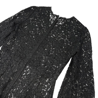 DOLCE&GABBANA Vintage Midi Floral Lace Camisole Dress #44 Black Cotton