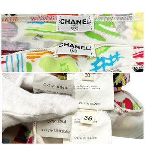 CHANEL Vintage Logo Swimwear Bikini Set #38 Swimsuit Multicolor Nylon Rank AB