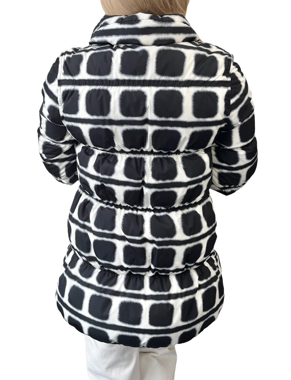 CHANEL Sport Vintage 07A CC Logo Puffer Jacket #36 Zip White Black Polyester