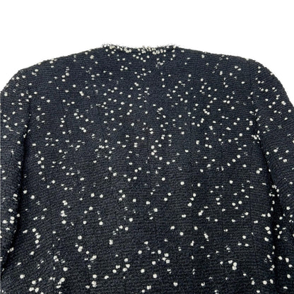 CHANEL Vintage 95A CC Logo Tweed Jacket Blazer #40 Black Wool Long Sleeve
