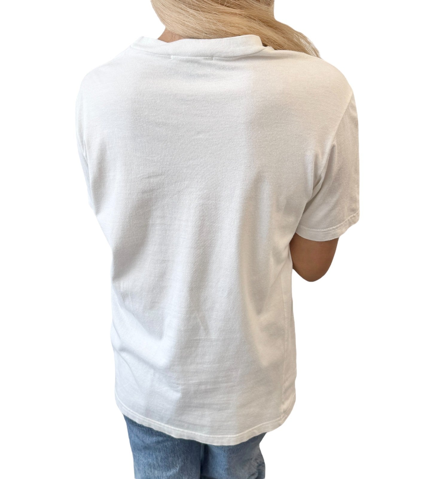 FENDI Vintage Big Logo T-shirt Top Crew Neck Short Sleeve White Black Cotton