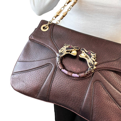 GUCCI Vintage Limited Edition Tom Ford Dragon Chain Bag Purple Leather 902354