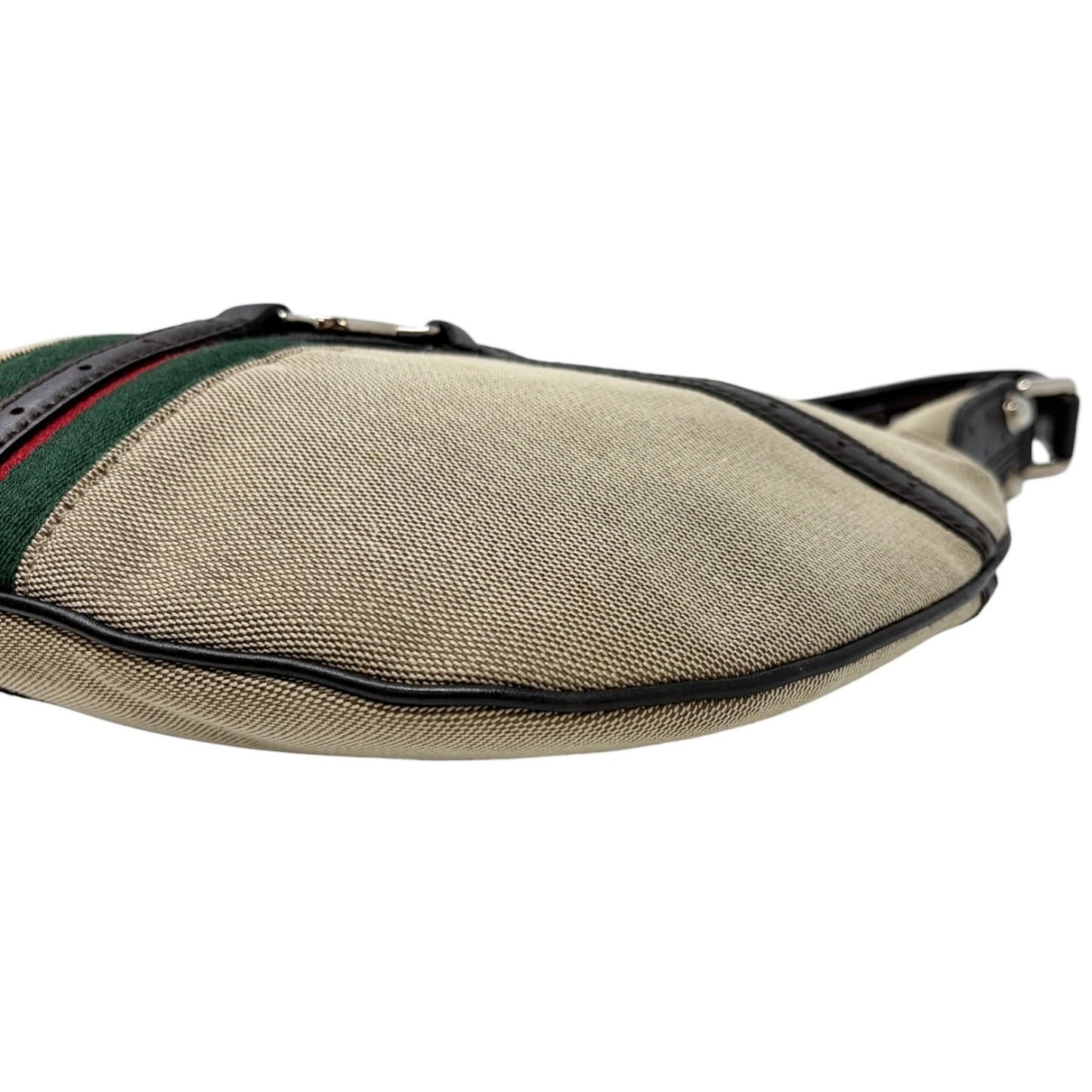GUCCI Vintage Web Stripe Interlocking GG Logo Canvas Hobo Bag Beige 902206