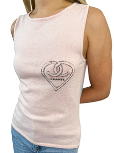 CHANEL Vintage 09C Miami Cruise Printed Knit Tank #36 Top Pink Cashmere Rank AB