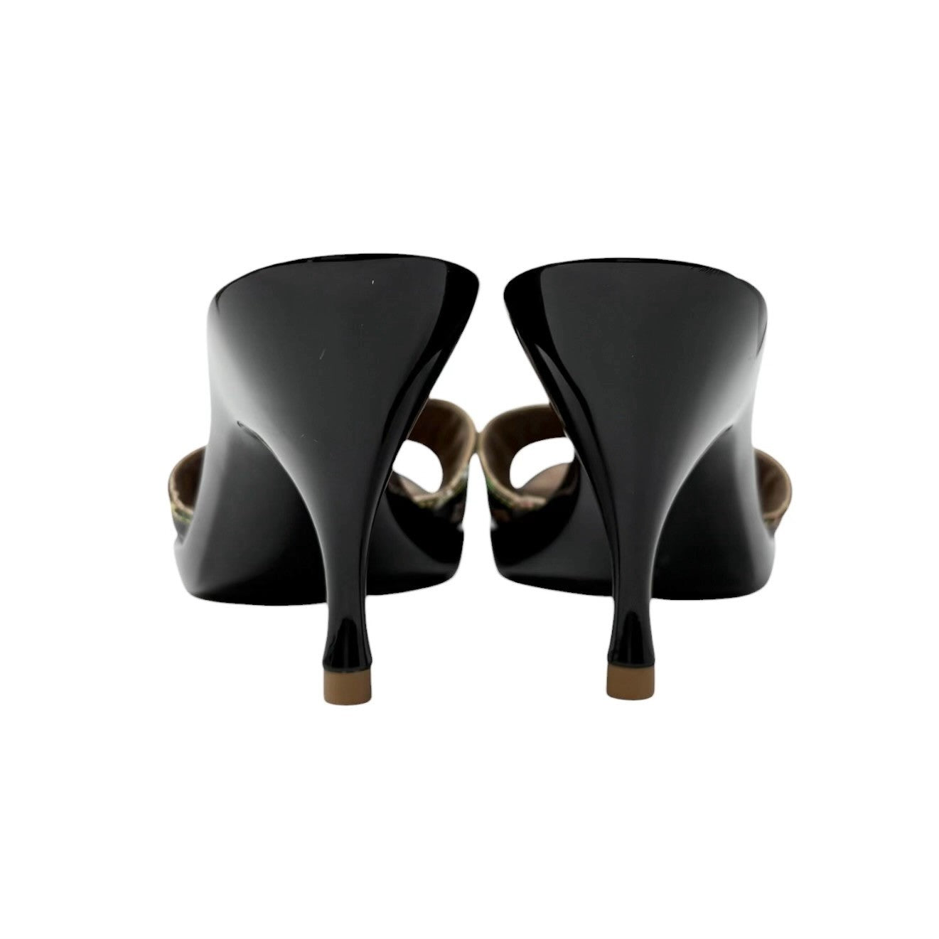 LOUIS VUITTON Vintage Monogram Multicolor Sandals Heels #36.5 Black Brown