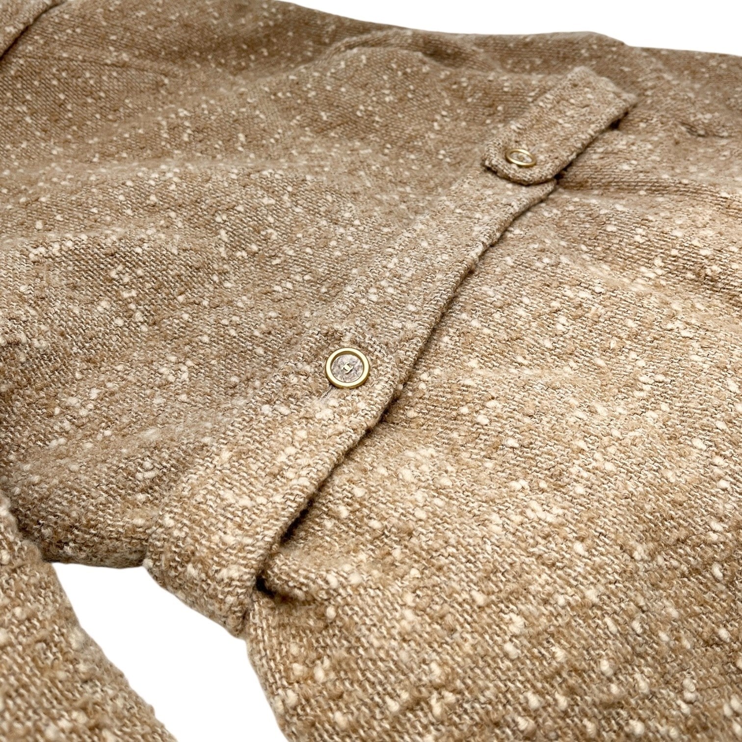 CHANEL Vintage 01A CC Logo Tweed Alpaca Blazer Coat Jacket #38 Light Brown