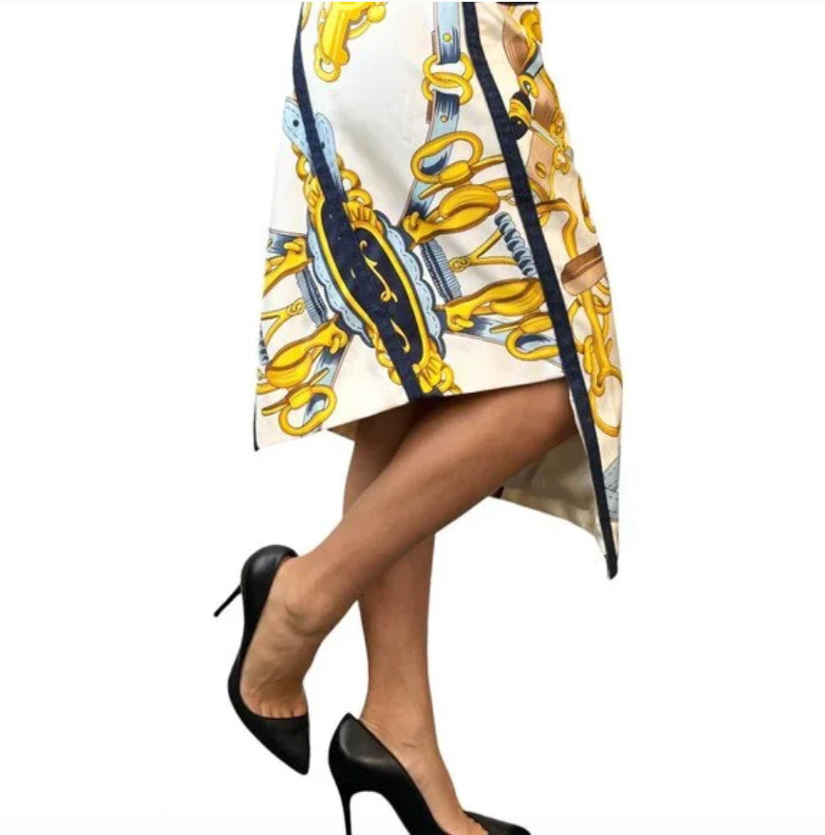 Christian Dior Vintage 2000 Spring Jacket Skirt Set #38 #40 Cream Gold Silk