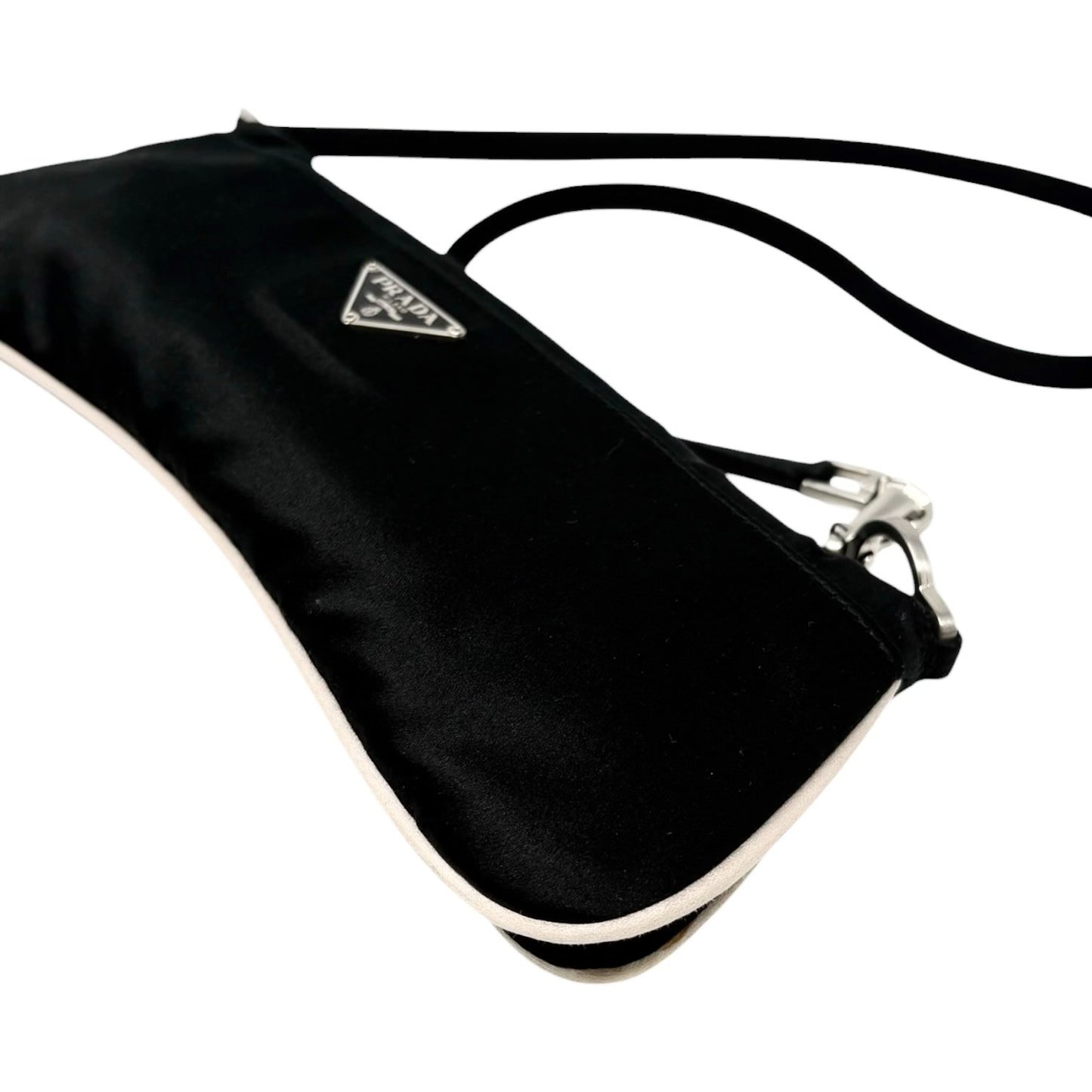 PRADA Vintage Triangle Logo Tessuto Nylon Mini Shoulder Bag Pochette Black