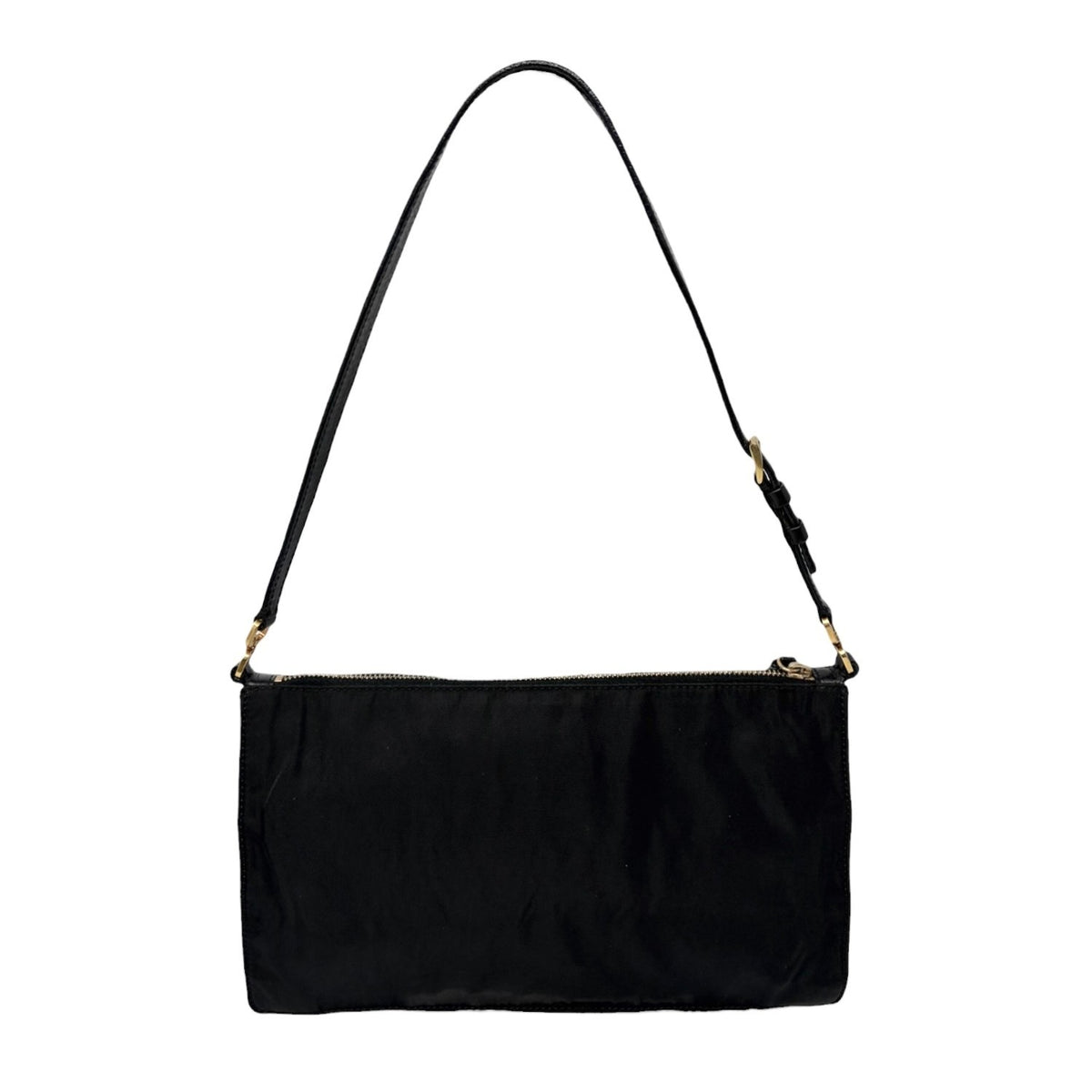 PRADA Vintage Triangle Logo Tessuto Nylon Mini Shoulder Bag Black Good 902380