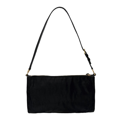 PRADA Vintage Triangle Logo Tessuto Nylon Mini Shoulder Bag Black Good 902380