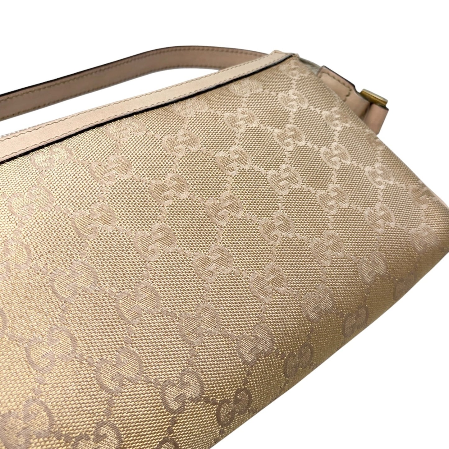 GUCCI Vintage GG Monogram Abbey Mini Pochette Shoulder Bag Pink Gold 106921