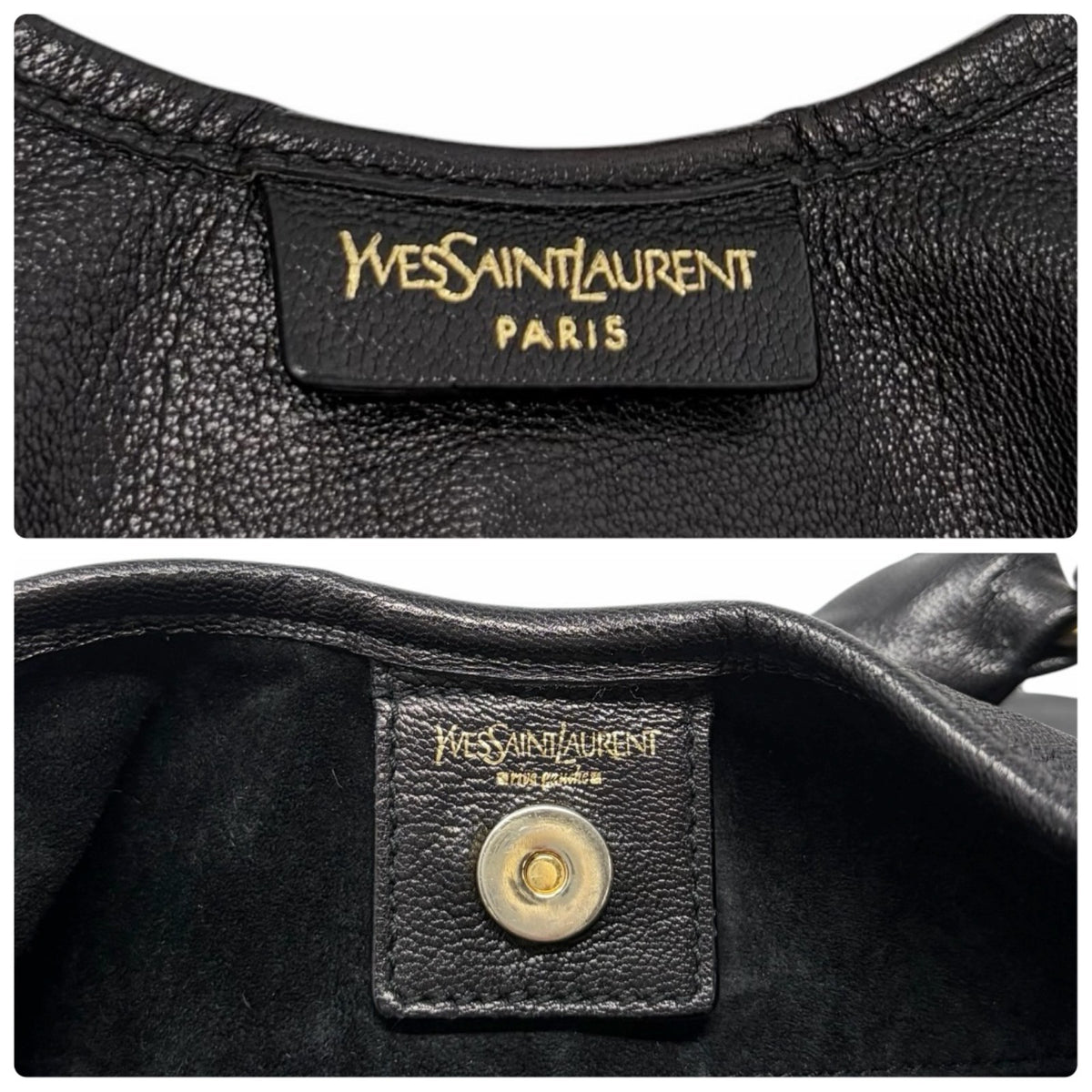 Yves Saint Laurent Vintage YSL Saint Tropez Frill Shoulder Bag Black 902378