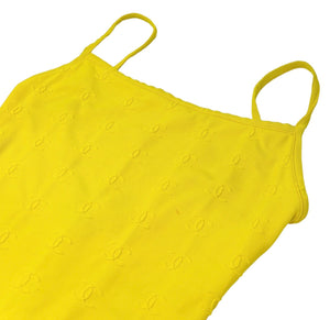 CHANEL Vintage 97P CC Mark Swimsuit Bodysuit #38 One-piece Yellow Nylon Rank AB