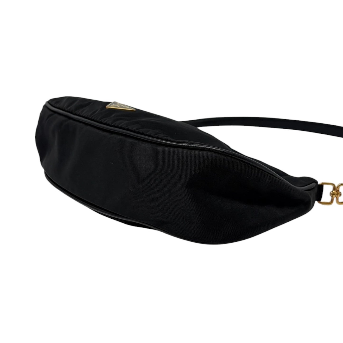 PRADA Vintage Mini Shoulder Nylon Bag Handbag Pochette Black Silver Logo 902252