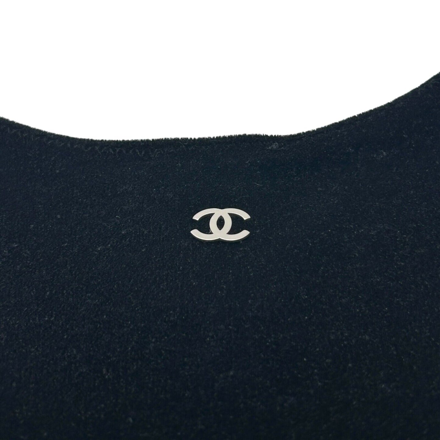 CHANEL Vintage 05C Coco Mark One-piece #38 Long Dress Black Velvet Nylon RankAB