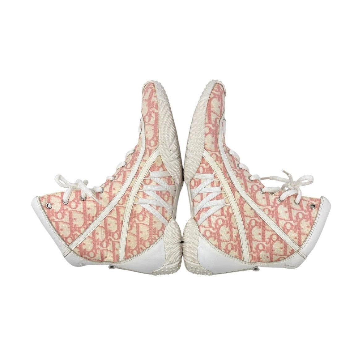 Christian Dior Vintage Trotter Monogram High-top Sneakers #37 Pink White 902257