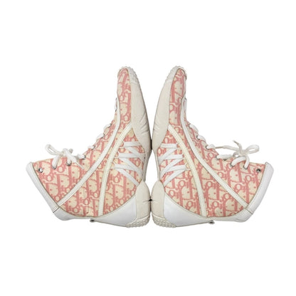 Christian Dior Vintage Trotter Monogram High-top Sneakers #37 Pink White 902257