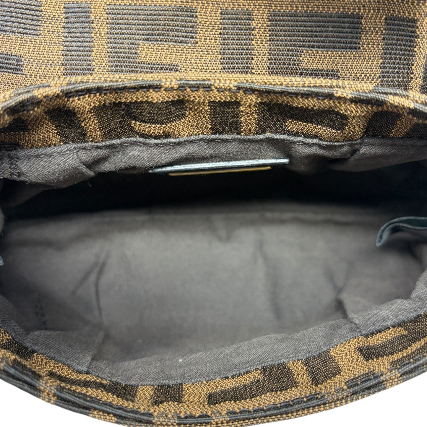 FENDI Vintage Zucca Monogram Logo Charm Canvas Mini Chef Bag Brown Pochette