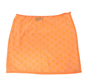 FENDI Vintage Zucchino Logo Wrap Mini Skirt #42 Neon Orange Nylon Tie RankAB+