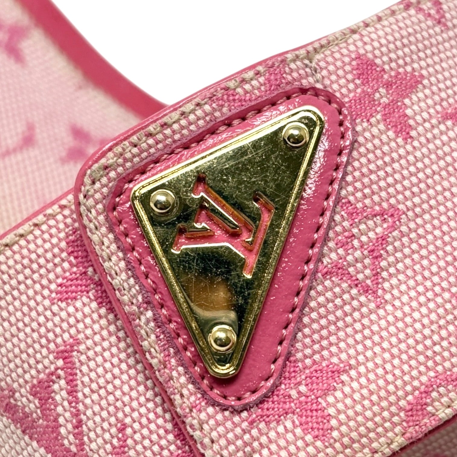 LOUIS VUITTON Vintage LV Logo Monogram Mule Sandals #37 Pink Gold Canvas