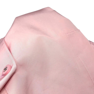 CHANEL Vintage 96P CC Logo Trench Coat Jacket #38 Pink Silver Silk Button