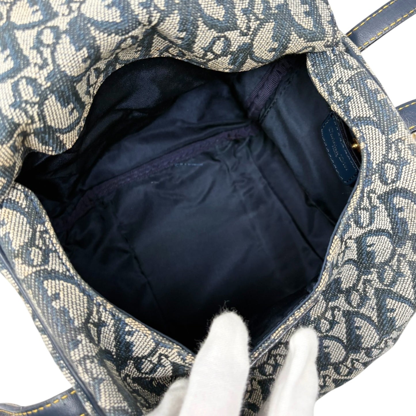 Christian Dior Vintage 2001 Trotter Monogram Mini D Charm Bag Handbag Blue 90128