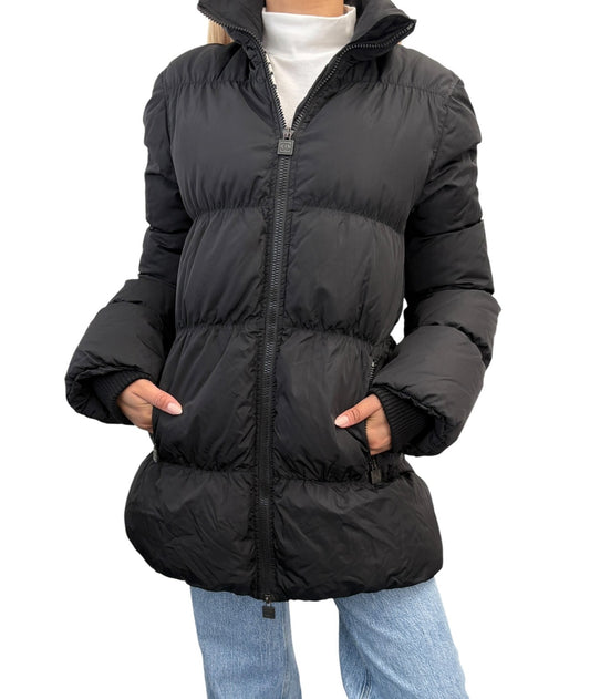 CHANEL Sport Vintage 07A Quilted Puffer Jacket Coat #38 Nylon Black White