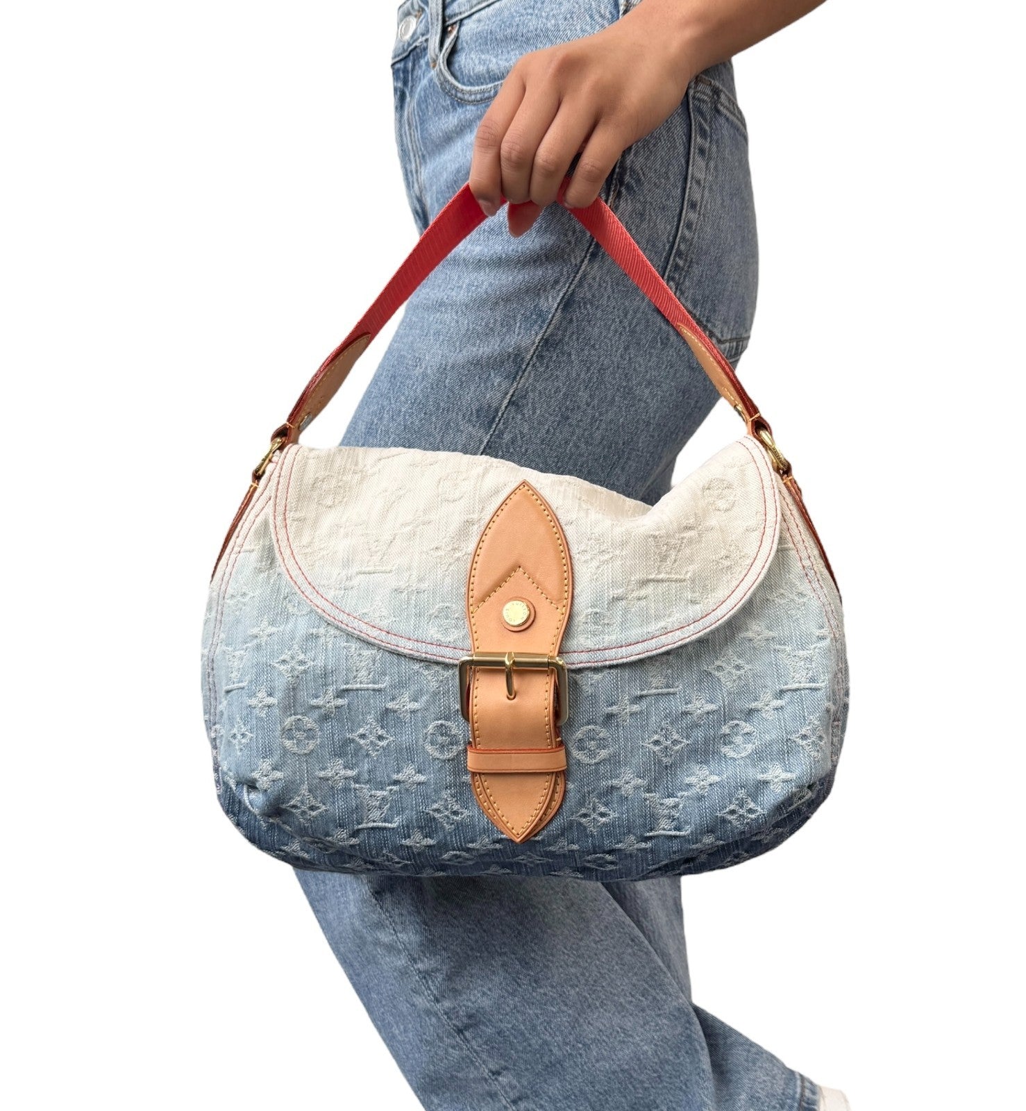 LOUIS VUITTON Vintage Monogram Denim Gradation Sunshine Shoulder Bag Blue