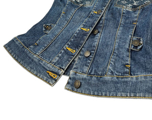 LOUIS VUITTON Vintage Monogram Denim Jacket Pants Set #38 Button Blue Cotton
