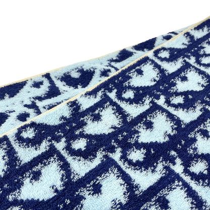 Christian Dior Vintage Trotter Monogram Beach Towel Accessory Blue Cotton RankAB
