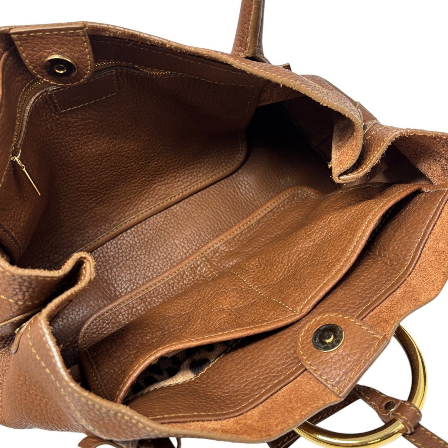 DOLCE&GABBANA Vintage DG Logo Shoulder Tote Bag Brown Gold Leather 902064