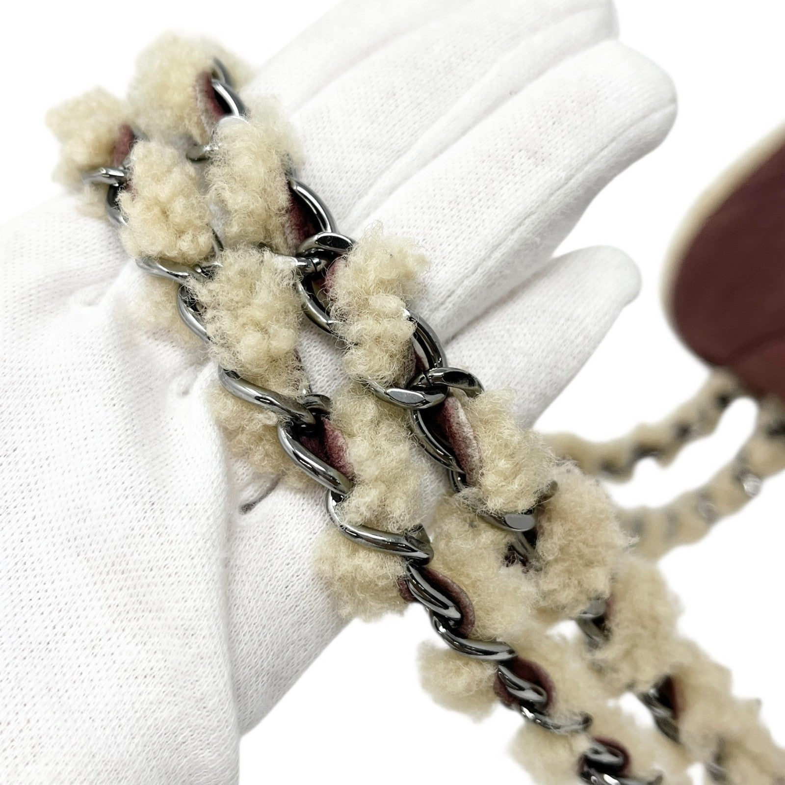 CHANEL Vintage CC Logo Mouton Matelasse Shoulder Bag Chain Brown Beige Suede