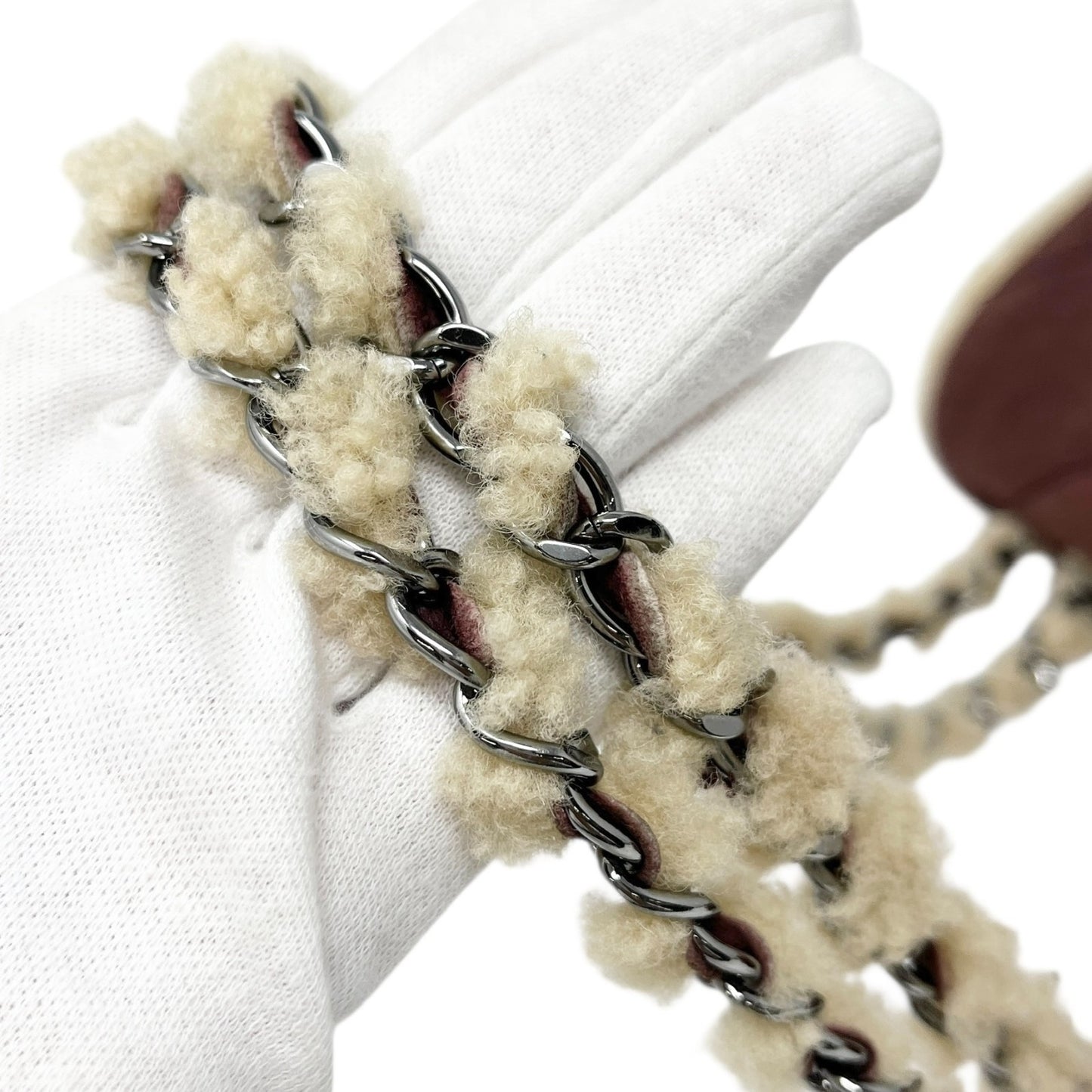 CHANEL Vintage CC Logo Mouton Matelasse Shoulder Bag Chain Brown Beige Suede