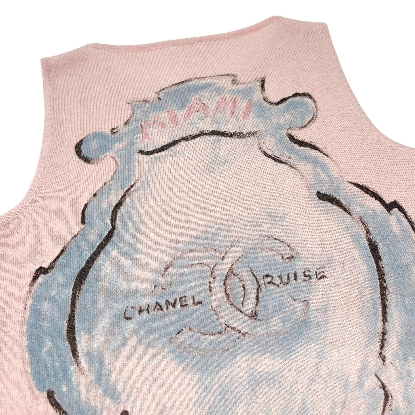 CHANEL Vintage 09C CC Mark Logo Heart Knit Tank Top #34 Pink Cashmere Rank AB+