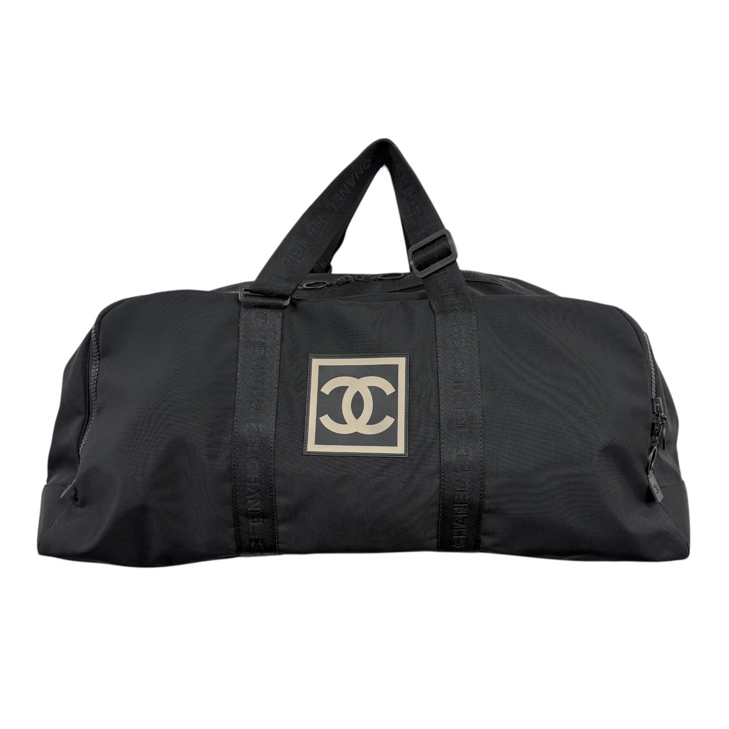 CHANEL Sport Vintage A19977 Nylon Travel Gym Bag L Black CC Logo Bowling