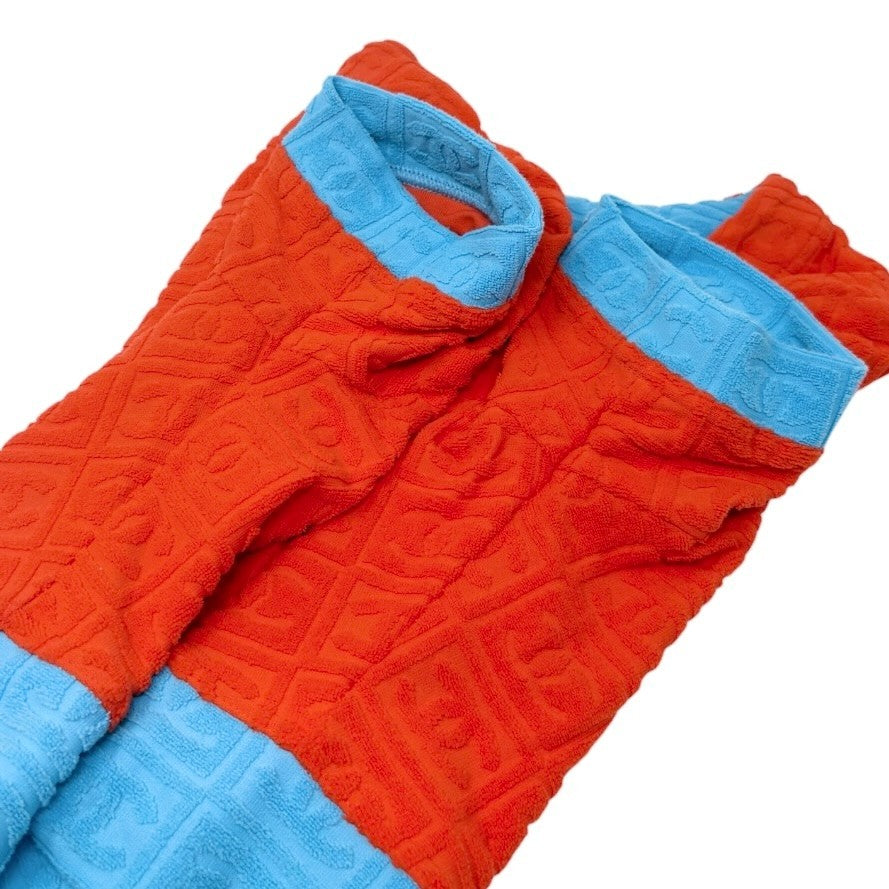 CHANEL Vintage 02S CC Logo Terry Cloth Cropped Zip Top #38 Orange Blue 902836