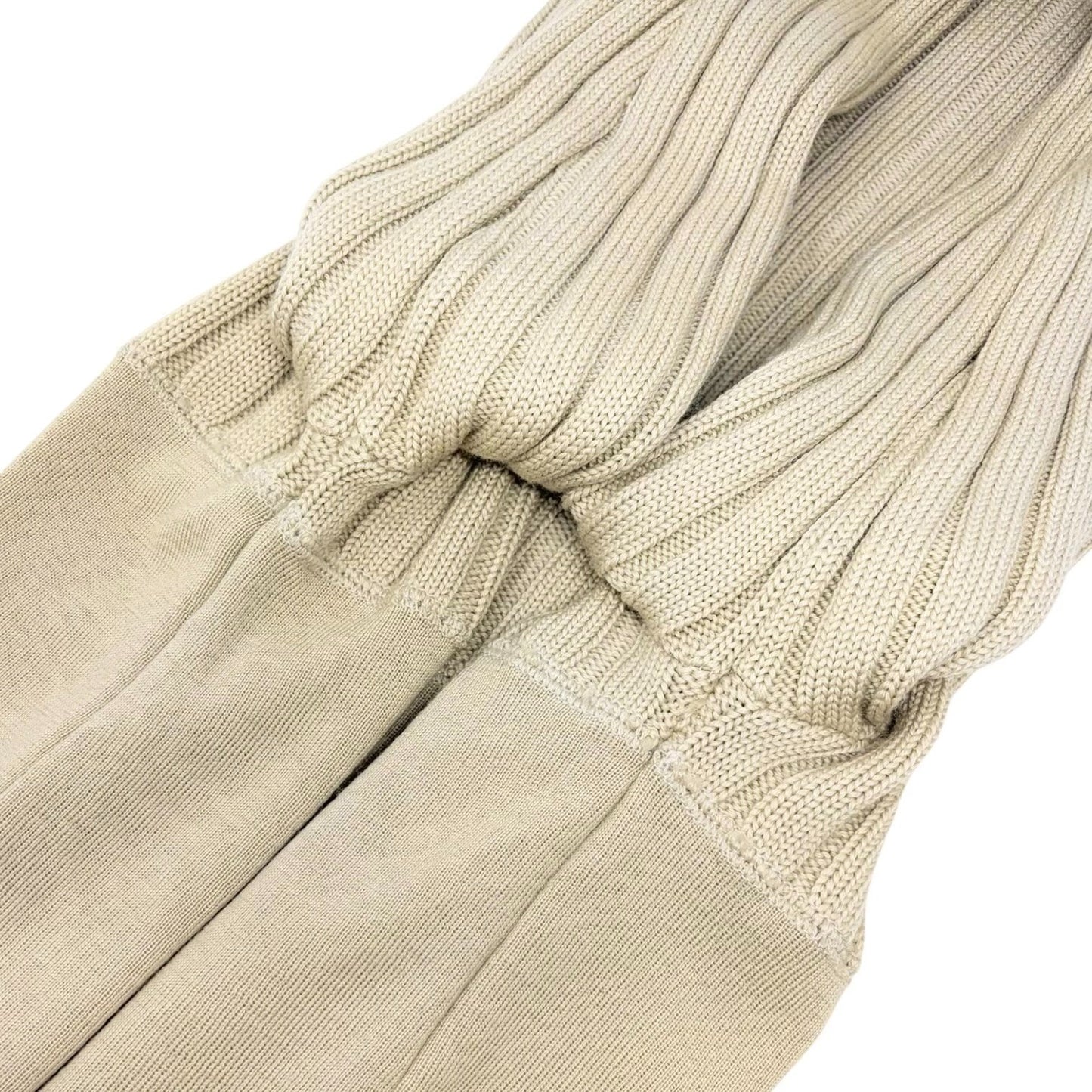 CHANEL Vintage 01A CC Logo Rib Knit Turtleneck Sweater Top #42 Beige 902074