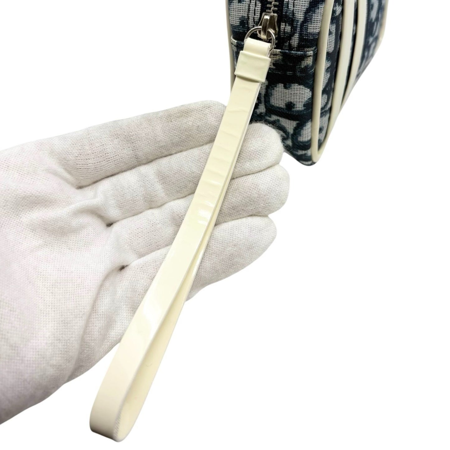 Christian Dior Vintage 2003 Trotter Monogram No.1 Zip Pouch Blue White PVC