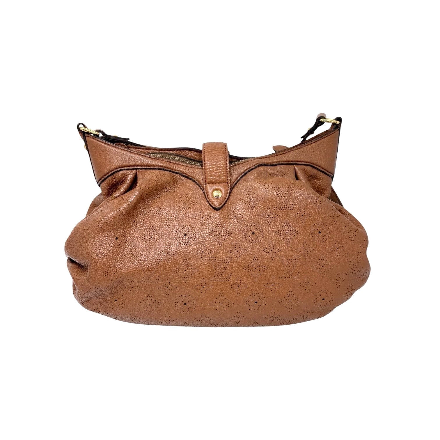 LOUIS VUITTON Vintage LV Monogram Mahina Crossbody Bag Brown Gold Leather