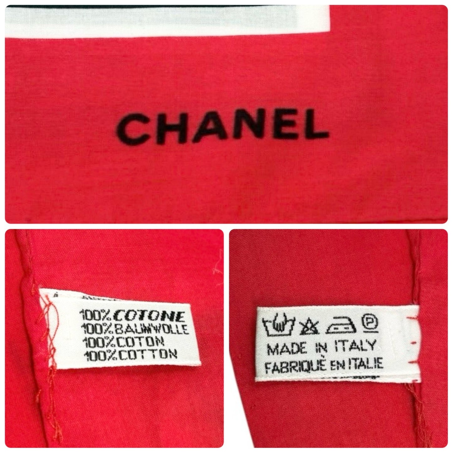 CHANEL Vintage CC Logo Lip Big Scarf Wrap Pareo White Multicolor Cotton