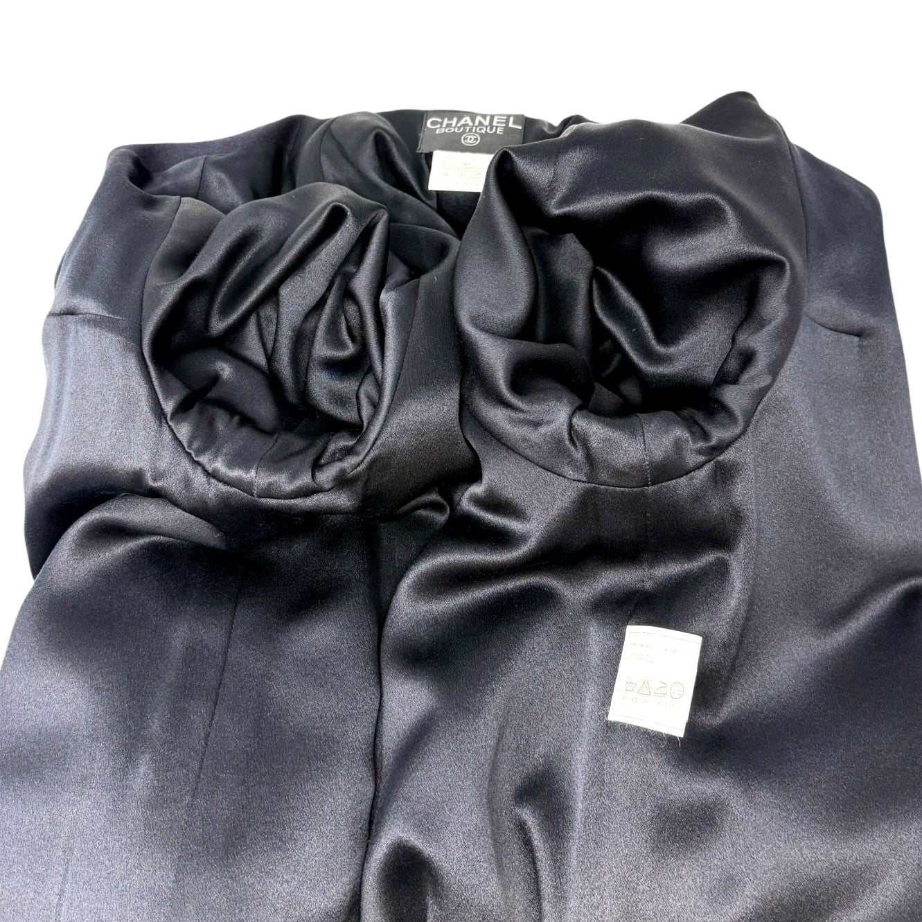 CHANEL Vinatage 95A CC Logo Button Coat Jacket #38 Cashmere Dark Blue Gold