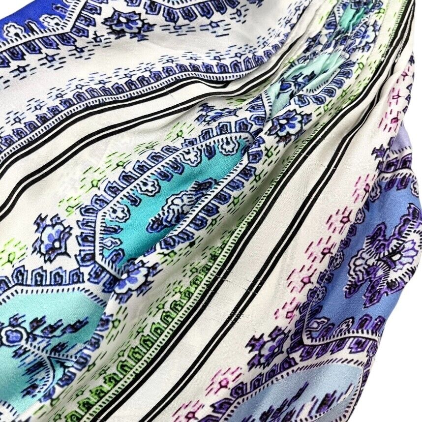 Roberto Cavalli Vintage Shirt Top #38 Rhinestone Button Blue Purple Silk RankAB