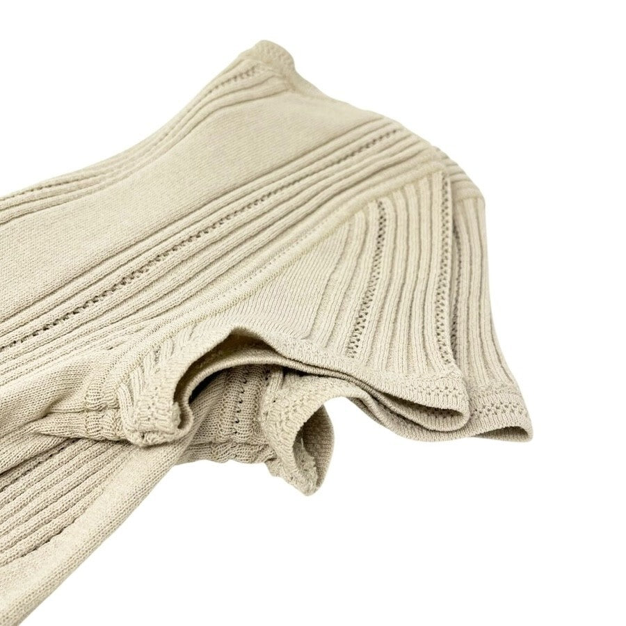 CHANEL Vintage 03P CC Mark Logo Knit T-shirt Top #36 Beige Cotton Polyester