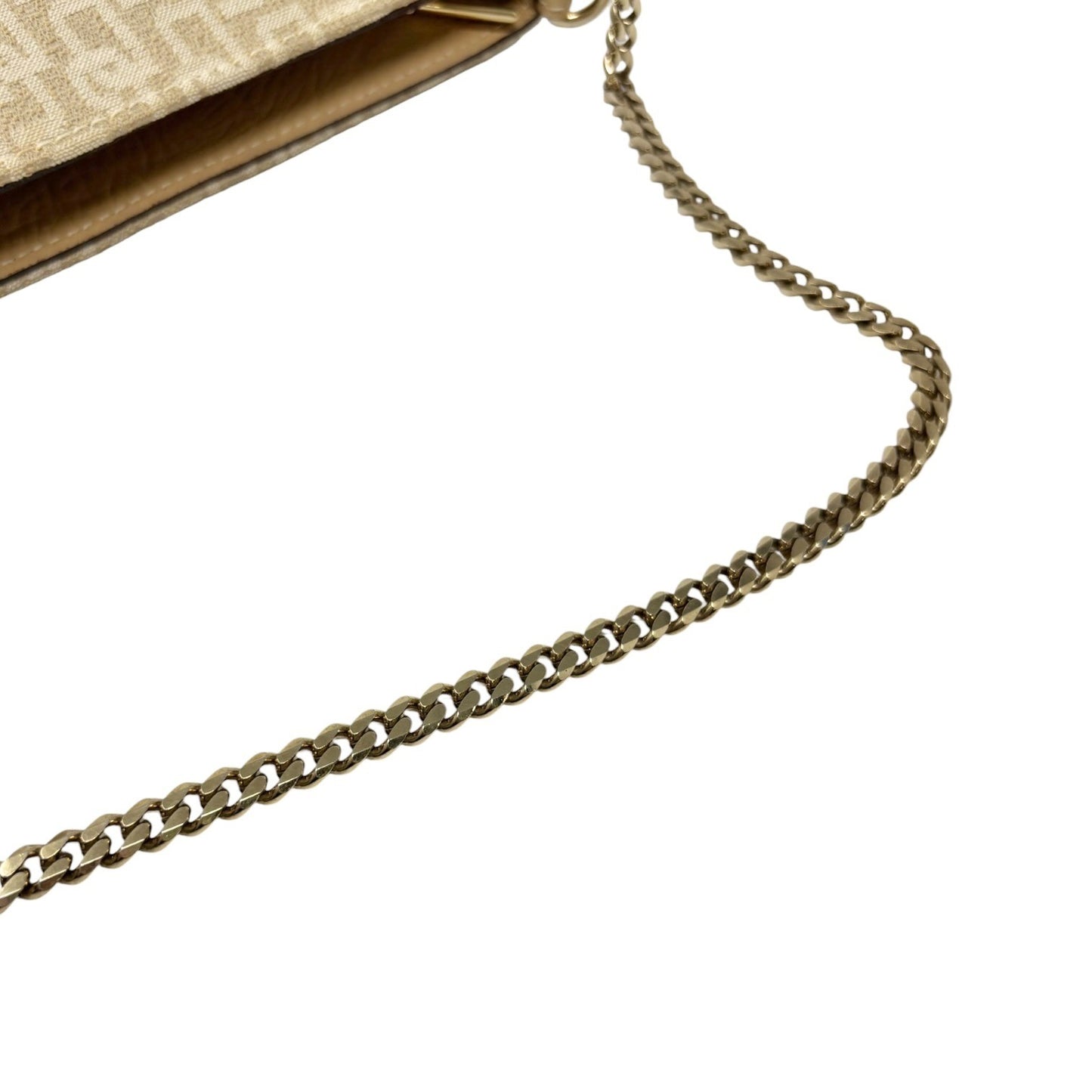 DOLCE&GABBANA Vintage DG Logo Chain Shoulder Bag Beige Gold Canvas 902060