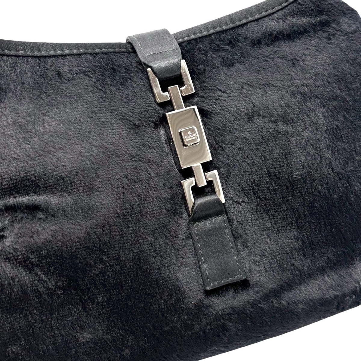 GUCCI Vintage Logo Jackie Mini Velour Shoulder Bag Handbag Black 901853