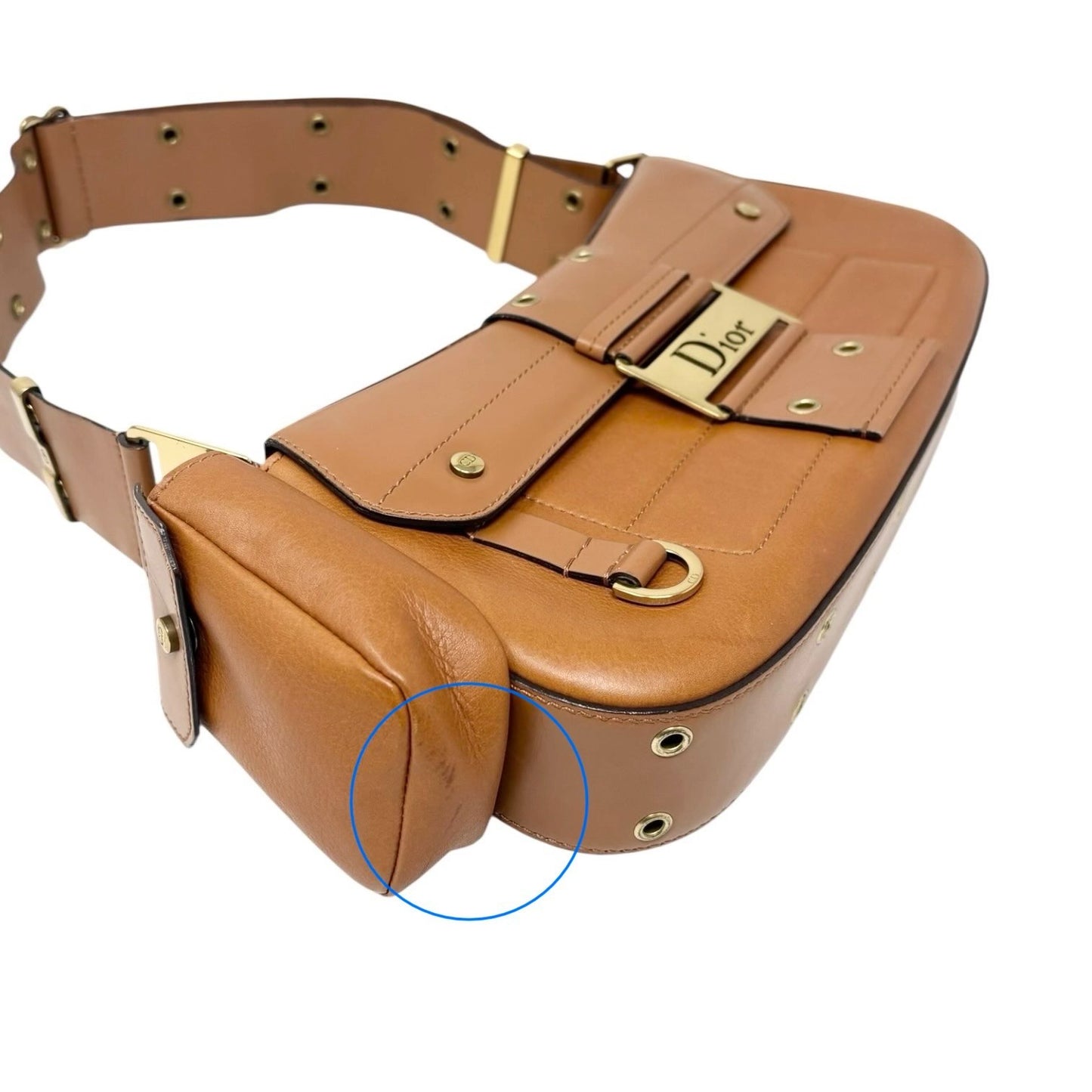 Christian Dior Vintage 2002 Street Chic Columbus Leather Shoulder Bag Brown