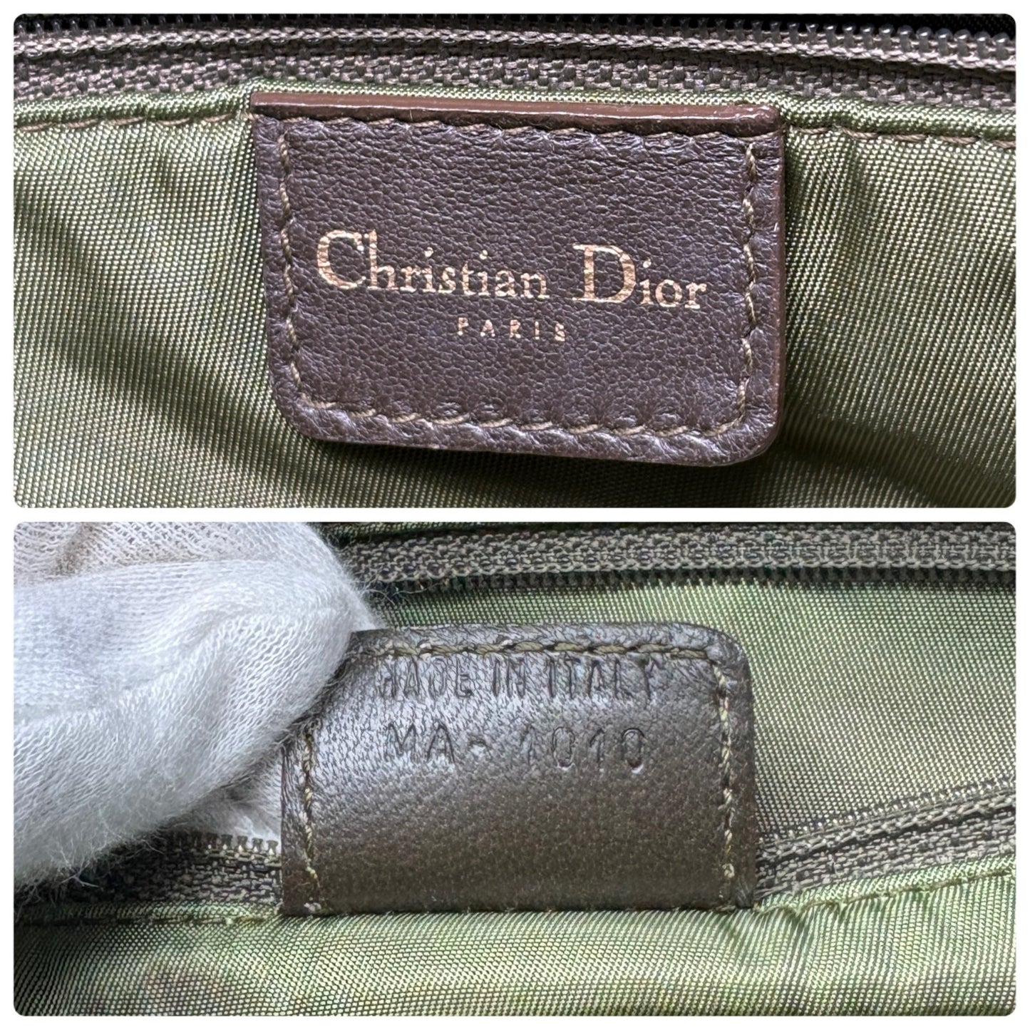 Christian Dior Vintage 2000 Camouflage Double Saddle Bowler Bag Khaki 902423