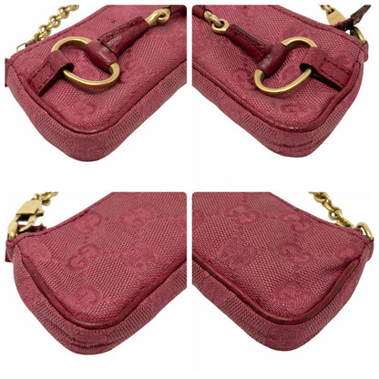 GUCCI Vintage Horsebit GG Monogram Micro Bag Pouch Pink Gold Canvas 901845
